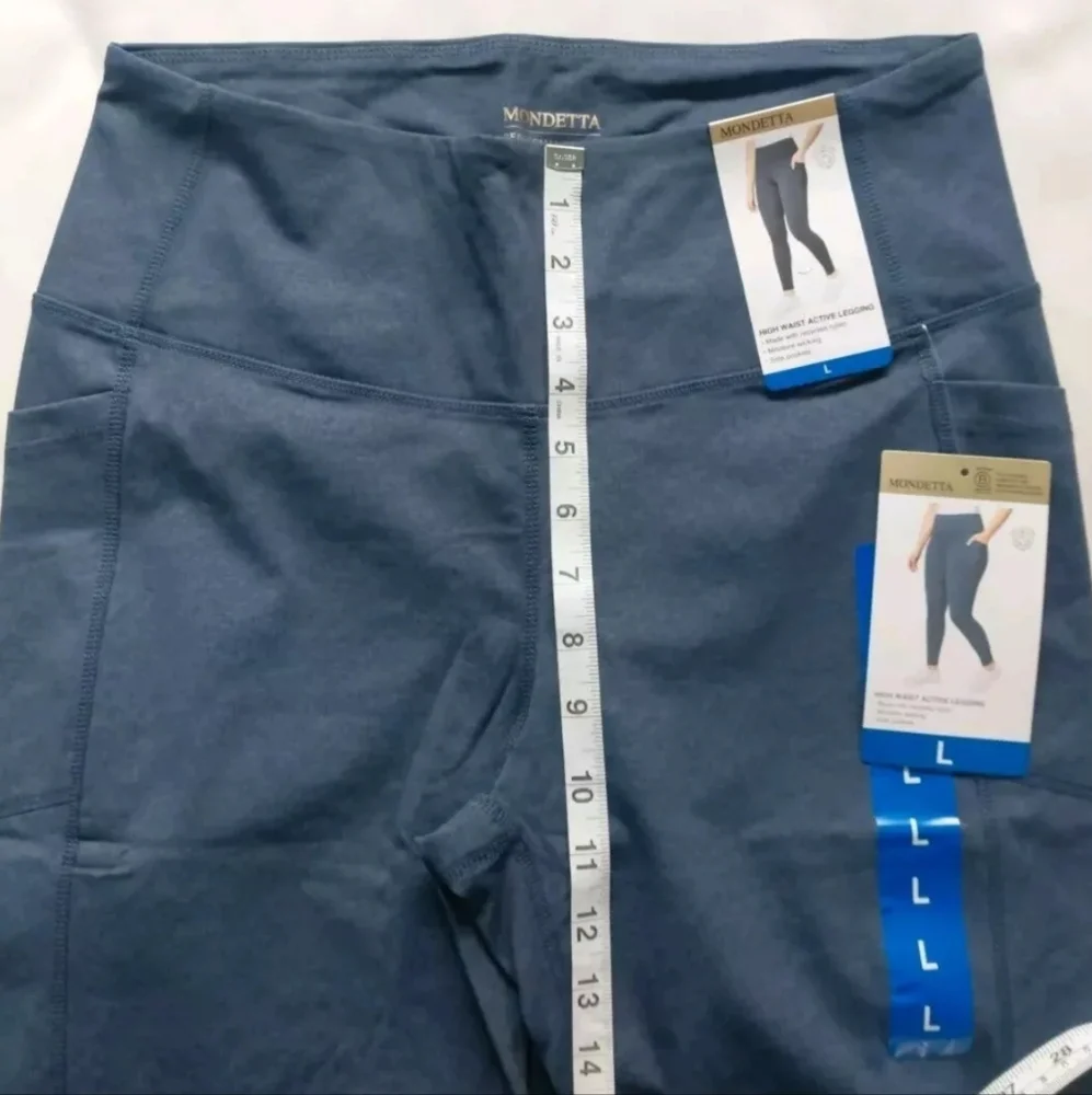 Mondetta Ladies High Waist Side Pocket‎ Active Tight Pant Leggings  Sea Combo  L